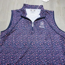 AHEAD Performance Women Medium TPC Boston Golf Polo Shirt Indigo S/L 1/4 Zip NWT