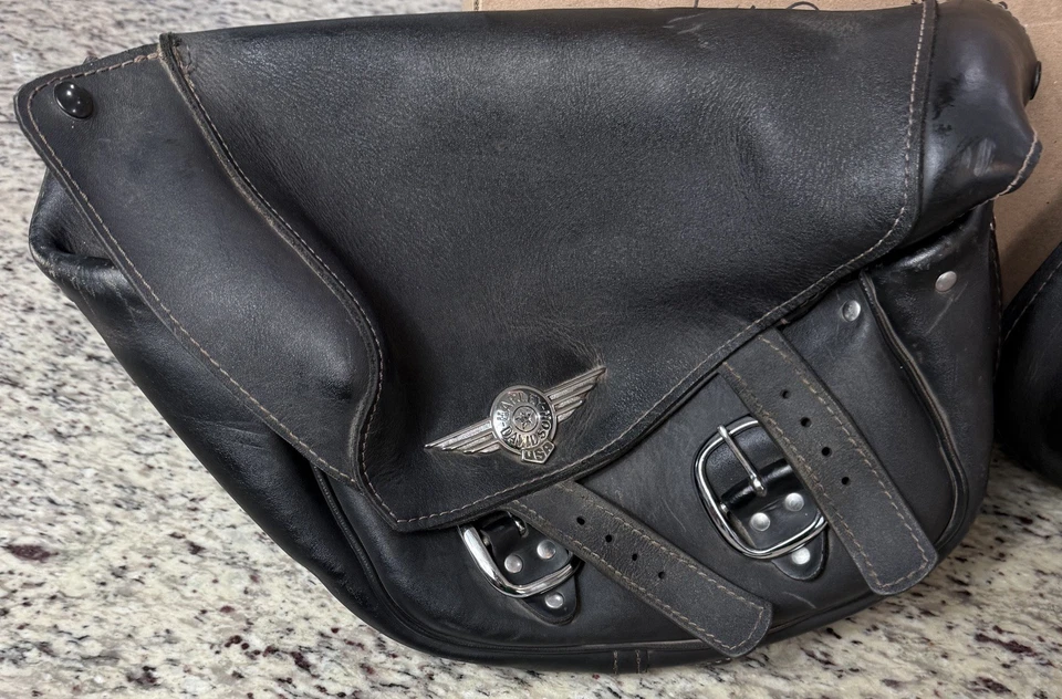 Harley Fatboy FLSTF 2 buckle saddlebag bags OEM - Image 3 of 4