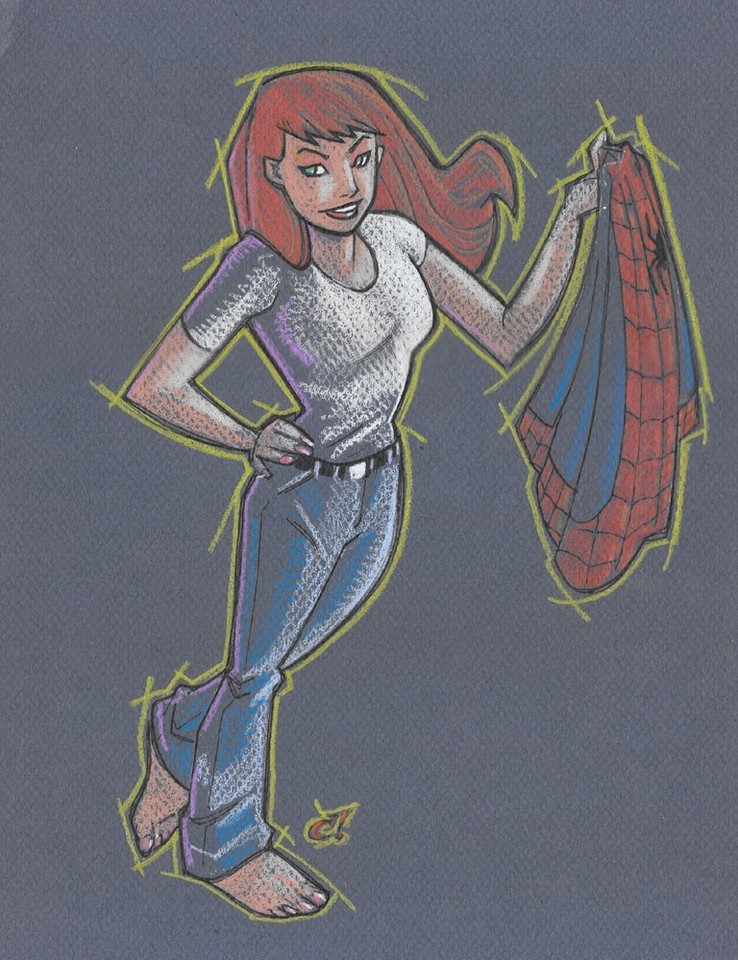 Craig Rousseau Mary Jane Watson Color Original Art 9x12 Canson Paper Spider-Man Comic Art