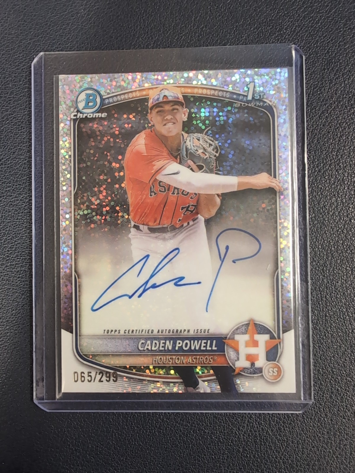 2025 Bowman Chrome Caden Powell Auto Speckle Refractor 1st Prospect #/299
