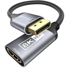 Reborn DisplayPort 1.4 to HDMI 2.1 Adapter 8K 60Hz/4K 120Hz Black