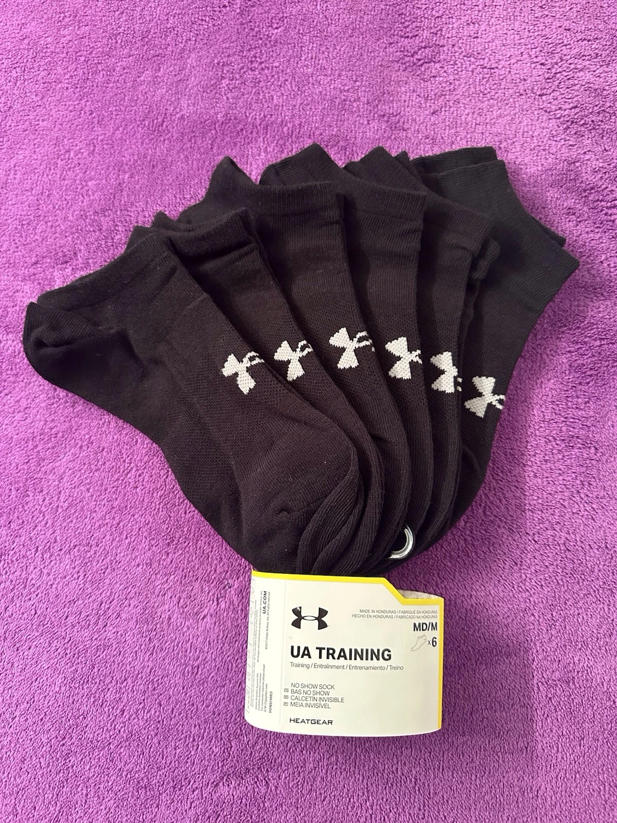 Under Armour-No Show Unisex Socks 6-Pack Black Size Medium NWT