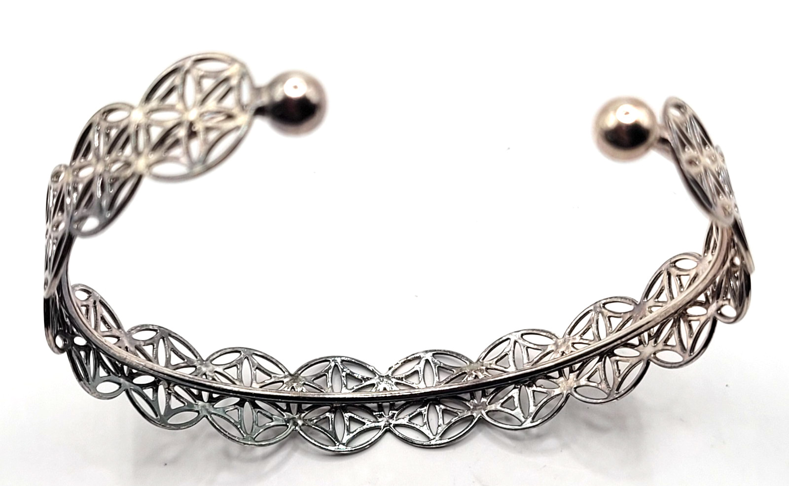 Silver Mandala Cuff  Silver Plated Lightweight 7" - image 5