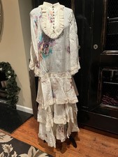 ZIMMERMANN FLORAL IVORY COTTON MAXI DRESS RUFFLES FRILLS BIB LACE 3  SLIP