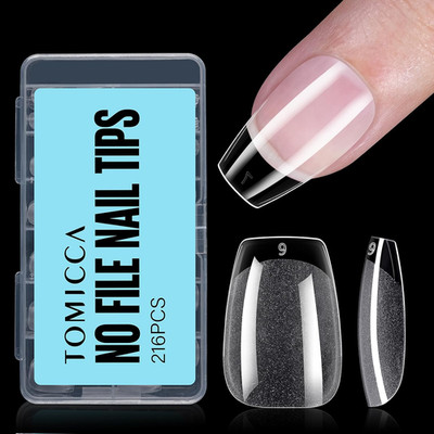 Nageltips Ballerina Kurz Set 12 Größen Soft Gel Vollkunstnägel für DIY Maniküre