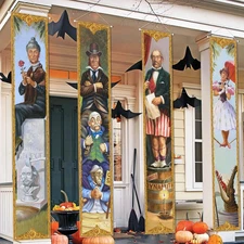 4Pcs Haunted Mansion Stretching Portraits Outdoor Halloween Decoration, Haunted