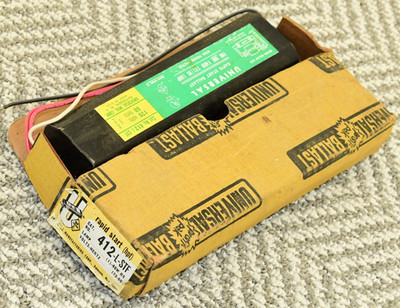 Vtg Universal Rapid Start Ballast High Power Factor #412-L-STF 120V, 60Hertz USA