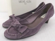 Michel Klein Round Toe Heel Pumps Size 23 1 2 Purple Ladies EPc93