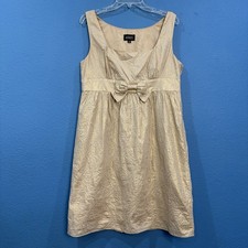 Adrianna Papell Gold Stitched Short Cocktail Dress Front Bow Women Size 14