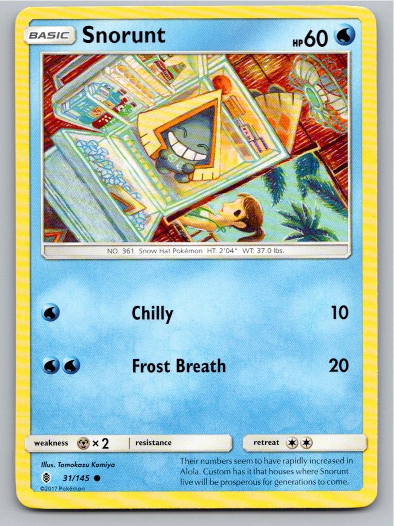 2017 POKEMON SNORUNT GUARDIANS RISING 31/145 COMMON NM A49427 FREE S&H