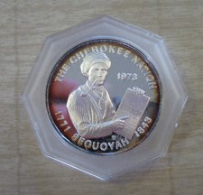 1973 Franklin Mint Indian Tribal CHEROKEE NATION .999 Silver Prf Coin Medal+Book