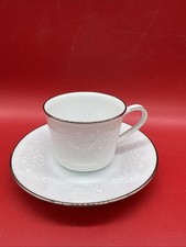 Noritake Porcelain China 6450Q Reina Platinum Rim Demitasse Cup & Saucer Set