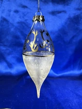 Torpedo Teardrop Glass Christmas Ornament Cream Colored