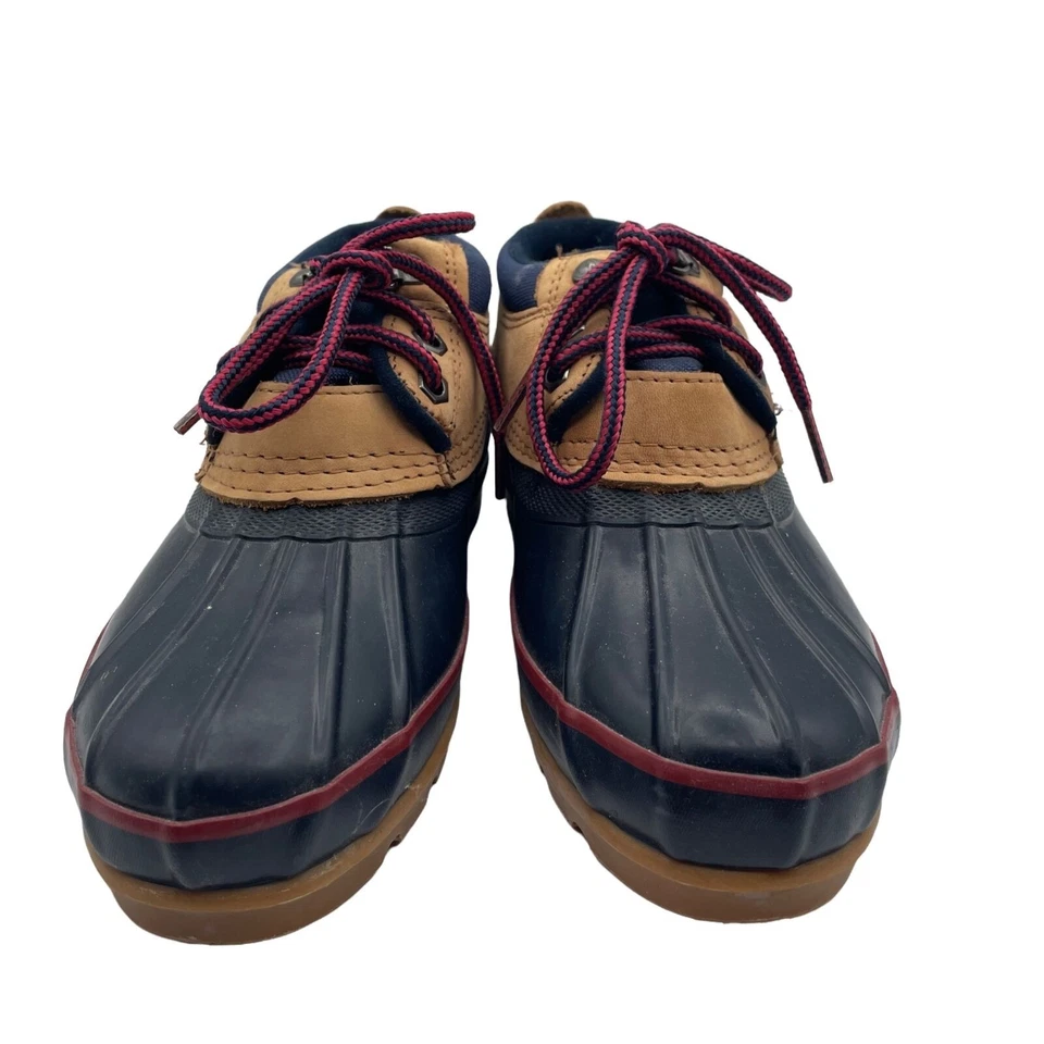 Botas de pato de goma Lands End con cordones verdes tostadas impermeables bajas para mujer talla 7 Foto 2 de 4