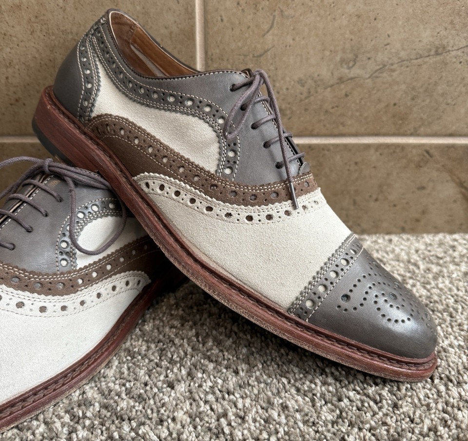 Wingtips Johnston & Murphy J&M 3-Toned Leather Suede brogue wingtips Gray/Brown ...