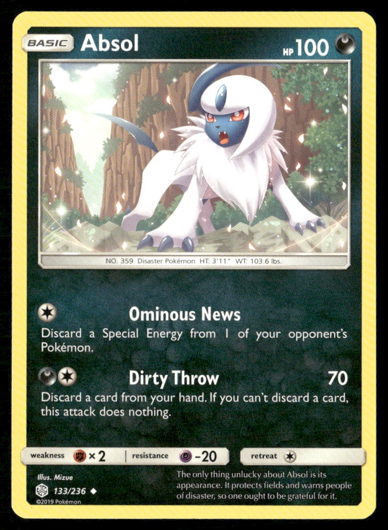 Absol 133/236 Uncommon Cosmic Eclipse Pokemon Moderately Played