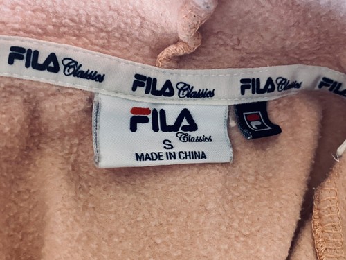 FILA Classics Hoodie Womens Pink Logo Print Pullover Cotton Long Sleeve Size S - Picture 5 of 7