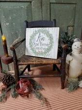 VINTAGE FOLK ART VICTORIAN PRIMITIVE STYLE OLDE THYME CHRISTMAS WREATH SIGN 