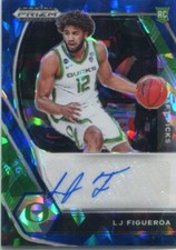 2021-22 Prizm Draft - LJ FIGUEROA - Blue Cracked Ice Autograph  OREGON DUCKS /75