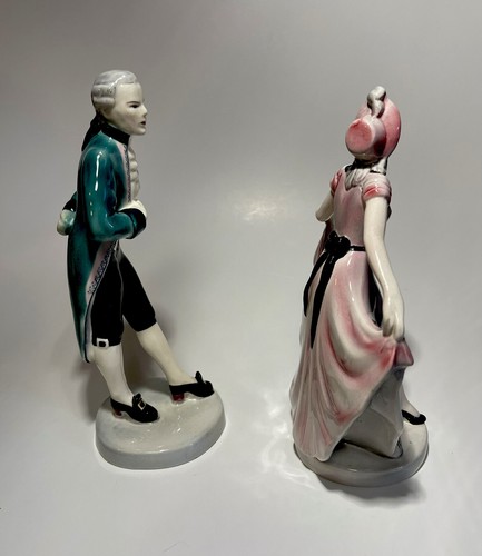 Estatuillas victorianas raras de colección de porcelana para hombre/mujer cortejando pareja de Goldscheider - Imagen 6 de 9