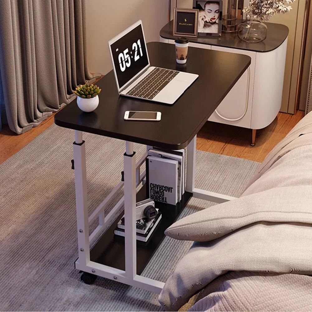 Adjustable Rolling Bedside Table Computer Desk Mobile OverBed Desk