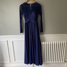 Womens Coast Full Length Dress Blue Mesh Upper  UK 10 Long Sleeves Maxi Party