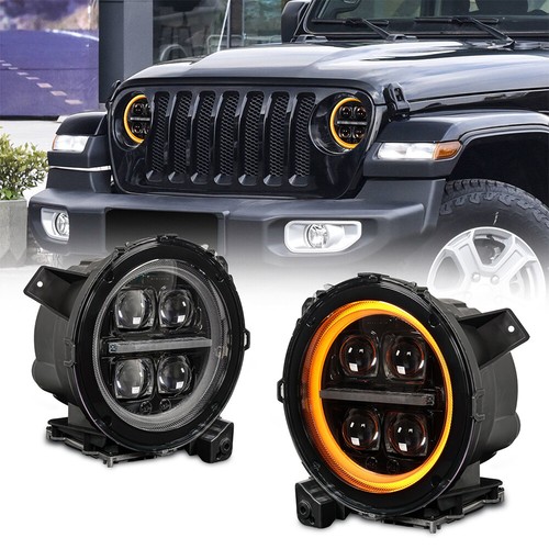 Pair LED Headlight Assembly DRL Sequential Turn Signal For Jeep Wrangler 2018-24 - Bild 3 von 24