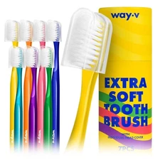 WAY.V Extra Soft Toothbrush with Individual Head Cover (7 pcs, soft bristle)