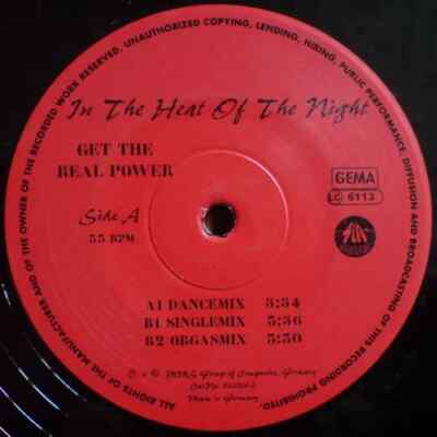 Get The Real Power In The Heat Of The Night Vinyl Single 12in Near Mint