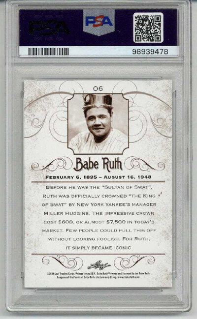 2016 LEAF BABE RUTH COLLECTION #6 BABE RUTH NEW YORK YANKEES PSA
