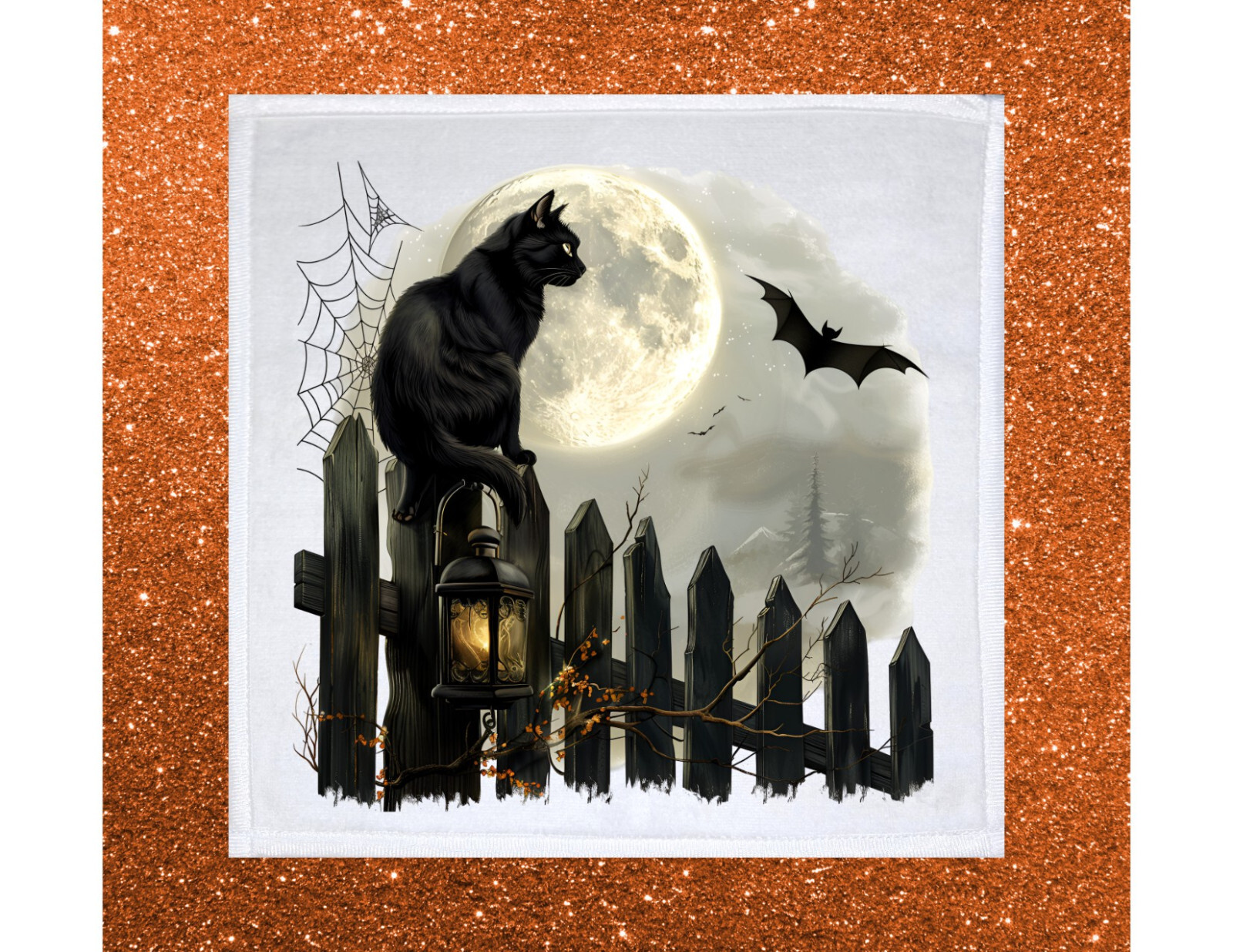 Halloween Cat Dish Towel, 12x12, FREE shipping, hand towels, bath, choice, gifts