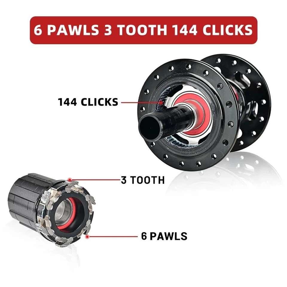 MTB Bicycle Hub 6 Pedestrian 114 Clicks Front Rear Hub HG Sram XD GX NX SX 8-12S - Image 3 of 4