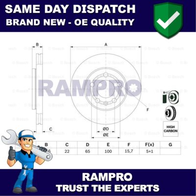 Rampro Front Brake Discs Fits Polo Golf Fox Fabia Ibiza Leon A1 1
