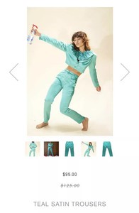 Fashion Brand Company Teal Satin Trousers Pants Xs By Penelope Gazin Ebay