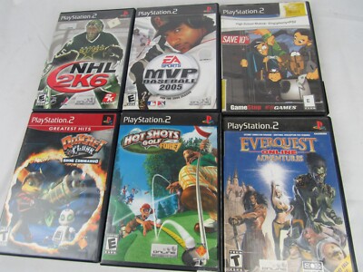 Lot of 6 Sony PlayStation 2 PS2 Games Ratchet Golf Everquest Baseball NHL High