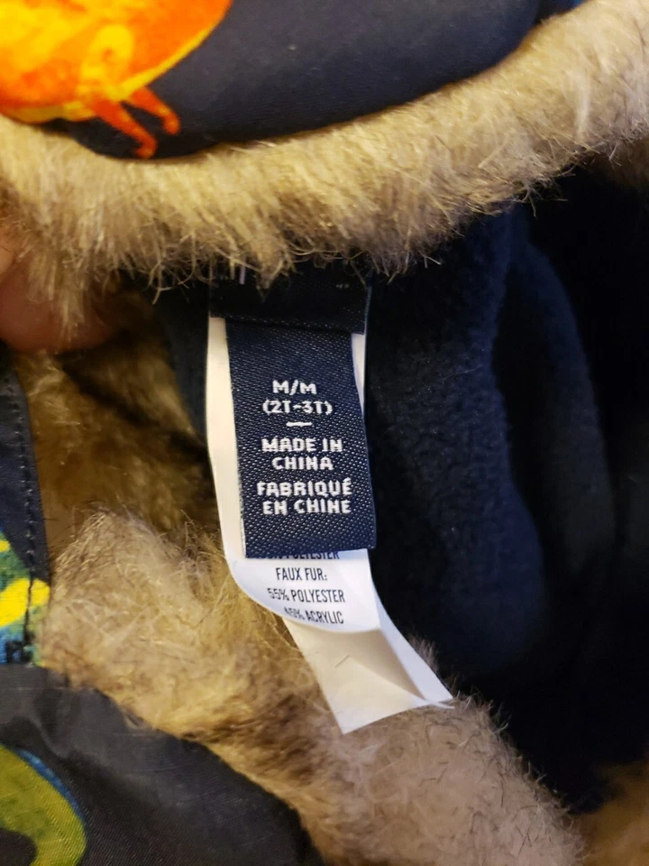 Зимняя шапка-бини Childrens Place для мальчиков 2t-3t M траппер динозавры радуга - Изображение 4 из 4