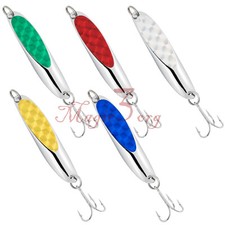5 Metal Spoon Fishing Lure Bass Bait Spinnerbait Kit Split Ring Treble Hook