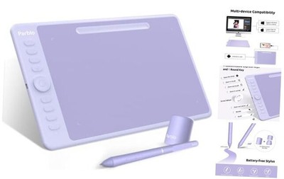 Intangbo Drawing Tablet 10x6 inch,Digital Graphic Tablet with 8192 M Purple