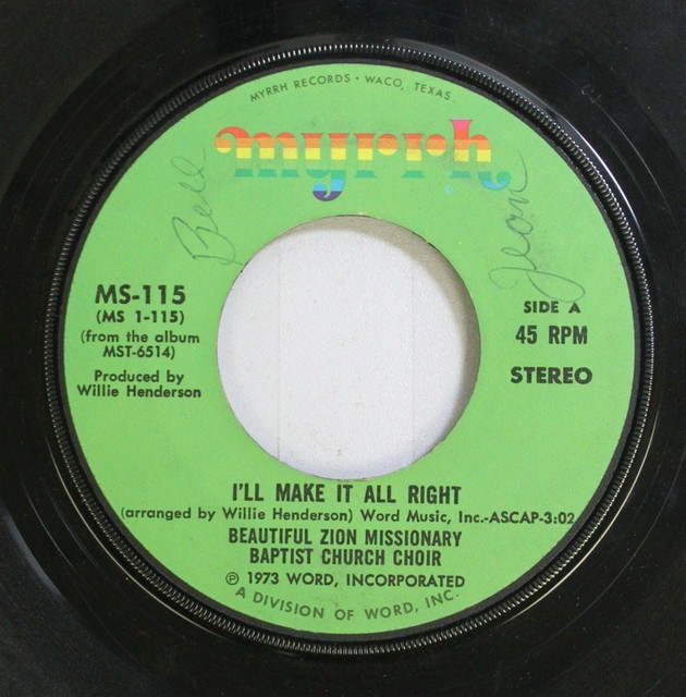 Black Gospel Soul 45 Beautiful Zion Missionary Baptist