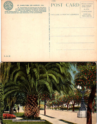 Vintage California St. James Park Los Angeles CA Postcard Unused 51101