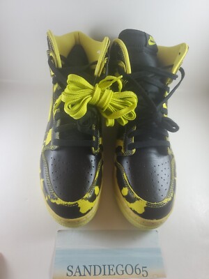 Nike Dunk High 1985 SP Yellow Black Saturn Acid Wash DD9404-001 Size 12