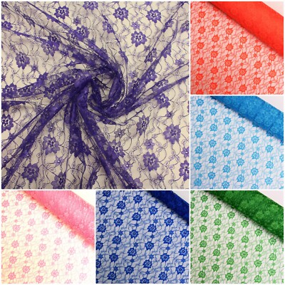 Schlichter floraler Spitzenstoff leichtes Raschell Kleid Kostüm Überwurf Material