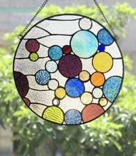 13  Tiffany Style Stained Glass Geometric Bubbles Window Panel Suncatcher