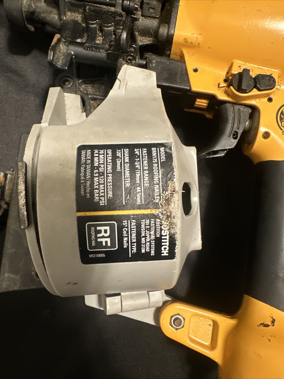 BOSTITCH BRN175 COIL ROOFING NAILER 3/4" TO 13/4" FASTENER PNEUMATIC 15 DEGREE eBay