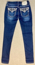 Miss Me Jeans Women's Size 26 measured 28x33 Signature Skinny Low Rise Blue