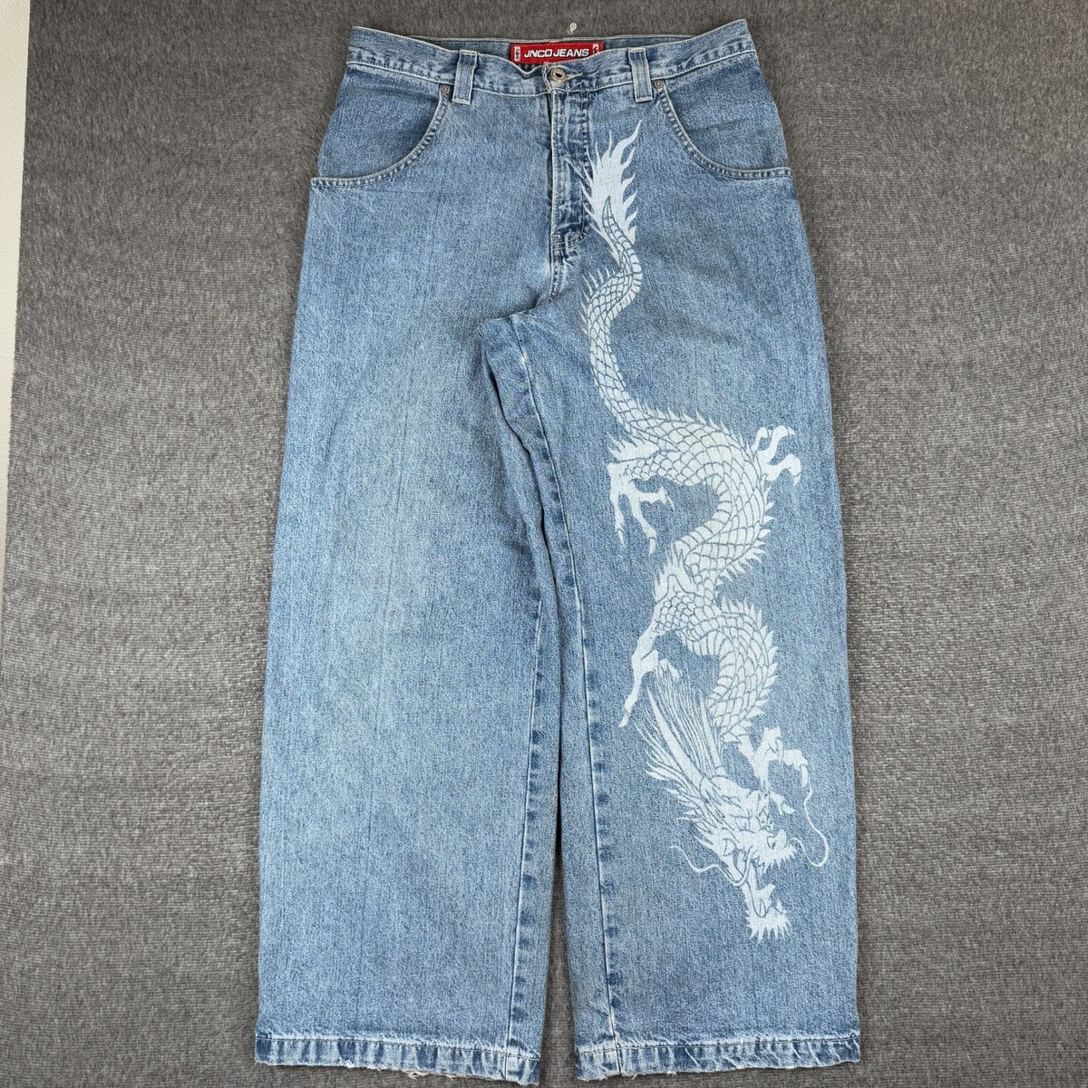 Vintage JNCO Dragon Jeans Men's 34x32 Blue Cloud Skater Wide Leg Vintage JNCO Dragon Jeans Men's 34x32 Blue Cloud Skater Wide Leg