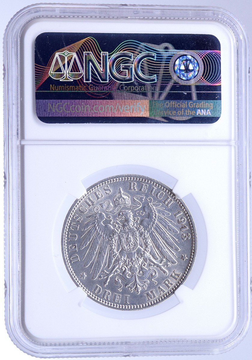 1911 J GERMANY German States HAMBURG w Lions Silver 3 Mark Coin