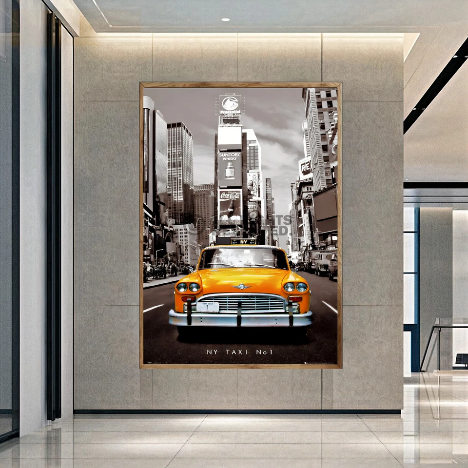 NEW YORK YELLOW TAXI Home Wall Art Print Great Gift  POSTER / CANVAS - Image 2 of 3