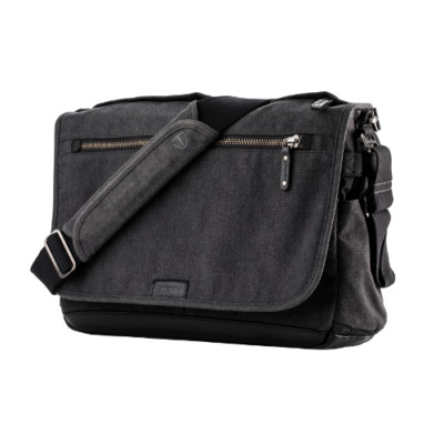 Tenba Cooper 15 Slim Messenger Bag Luxury Canvas with Leather Accents