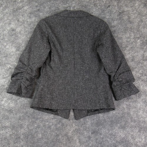 Twenty One Blazer Womens Medium Gray Single Button Lined Ruched Sleeves Career - Picture 7 of 14